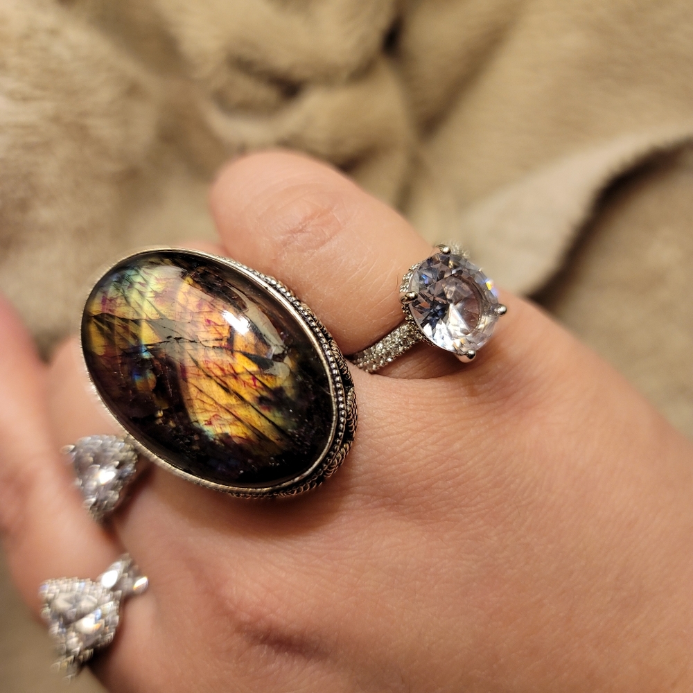 GENUINE LABRADORITE SILVER PLATED .925
